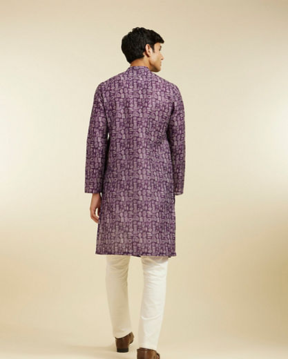 Diwas Men Royal Purple Aztec Printed Kurta