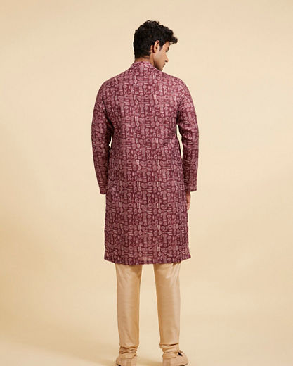 Diwas Men Mahogany Brown Aztec Print Kurta