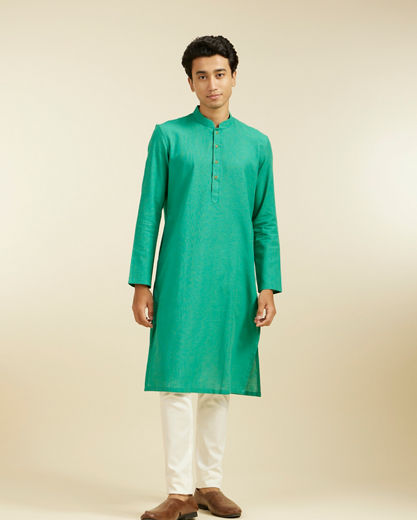 Diwas Men Teal Green Plain Classic Kurta