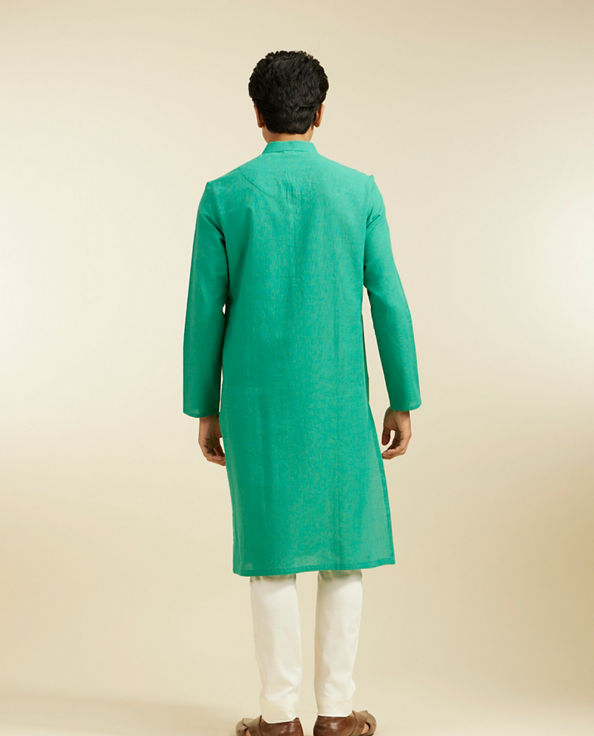 alt message - Diwas Men Enchanting Teal Green Kurta image number 4