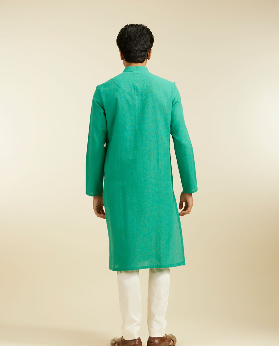 Diwas Men Teal Green Plain Classic Kurta