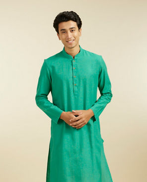 Diwas Men Teal Green Plain Classic Kurta