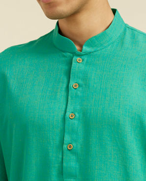 Diwas Men Teal Green Plain Classic Kurta