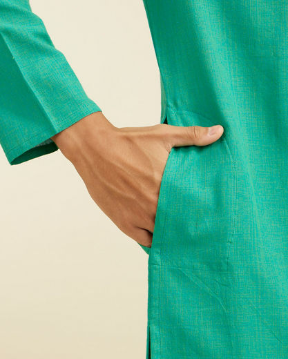 Diwas Men Teal Green Plain Classic Kurta