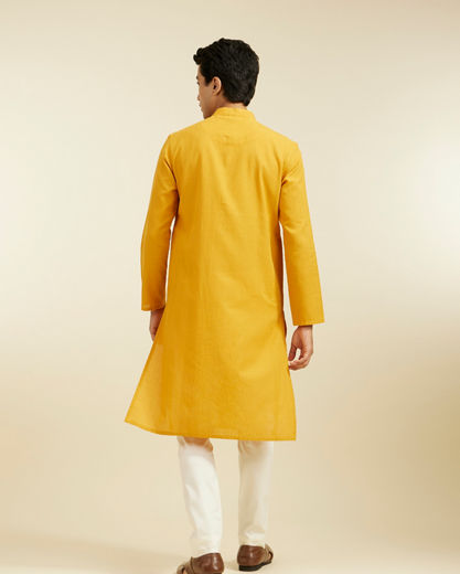 Diwas Men Mustard Yellow Plain Classic Kurta