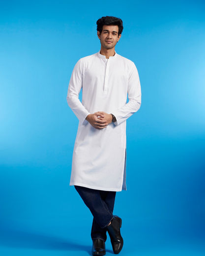 Diwas Men Warm White Plain Classic Kurta