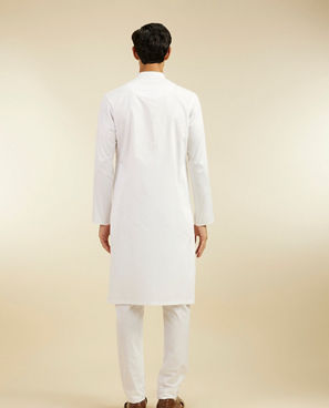 Diwas Men Snow White Self Textured Kurta