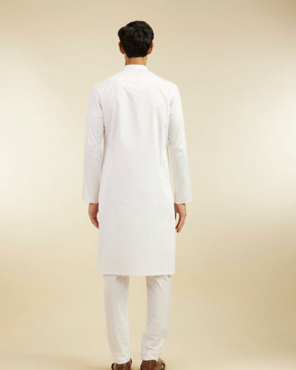 Diwas Men Snow White Self Textured Kurta