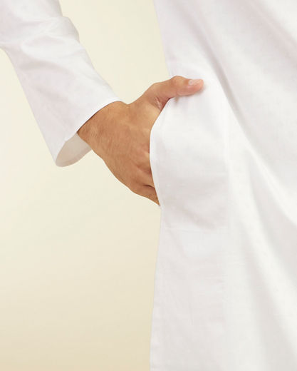 Diwas Men Snow White Self Textured Kurta