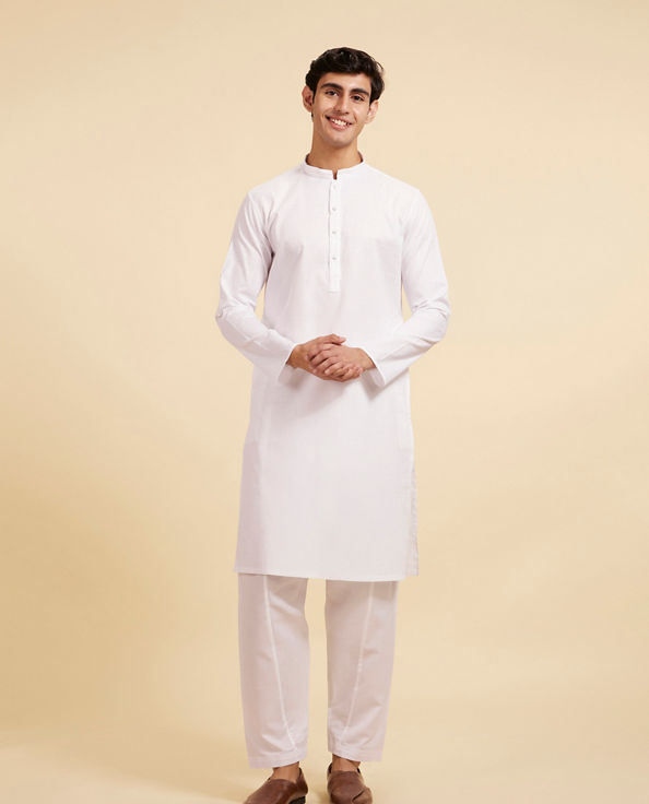 Diwas Men Pristine White Cotton Kurta