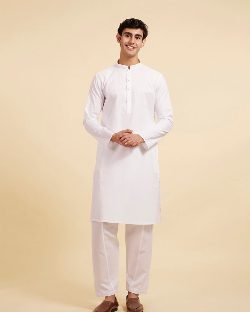 Diwas Men Pristine White Cotton Kurta