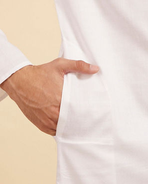 Diwas Men Ice White Plain Classic Kurta