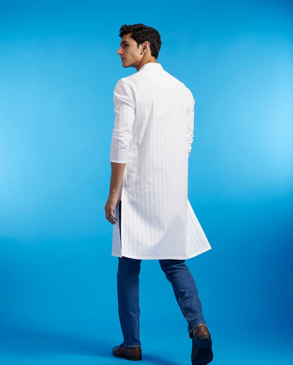 Diwas Men White Cotton Kurta Celebration Wear