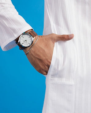 Diwas Men White Cotton Kurta Celebration Wear