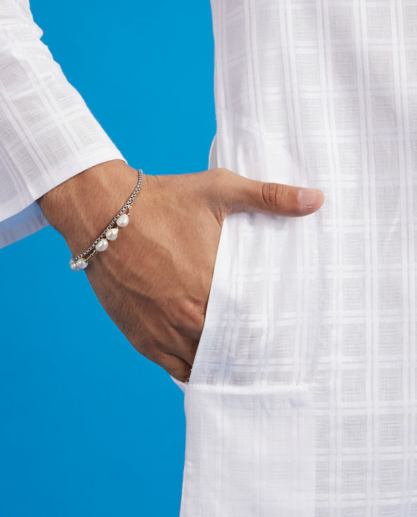 alt message - Diwas Men Majestic White Kurta image number 3