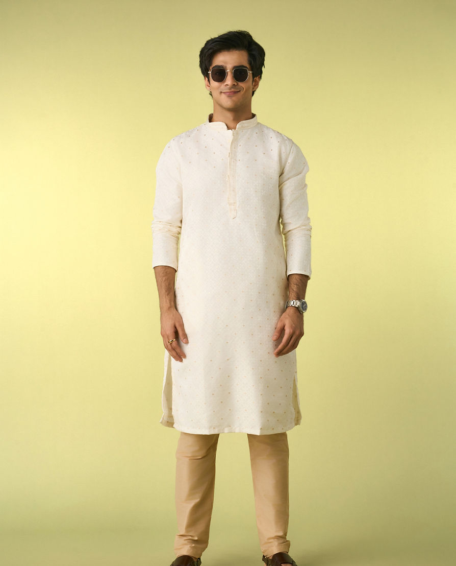 Diwas Men Embroidered Cream Elegance Kurta Pajama