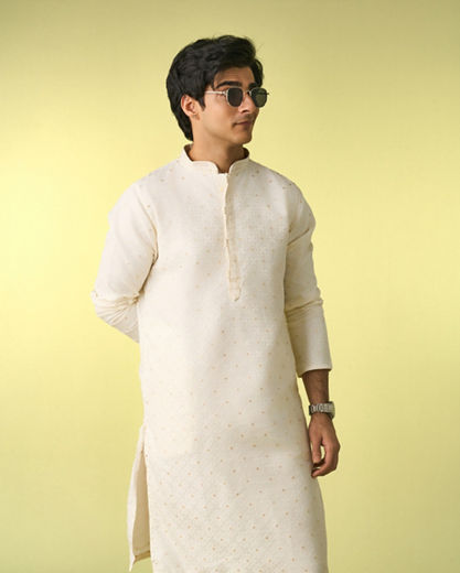 Diwas Men Embroidered Cream Elegance Kurta Pajama