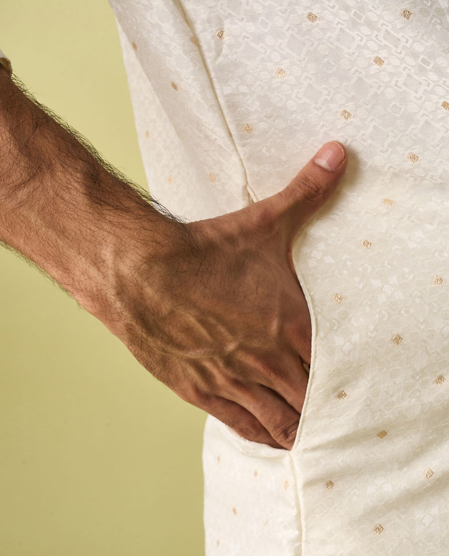 Diwas Men Embroidered Cream Elegance Kurta Pajama