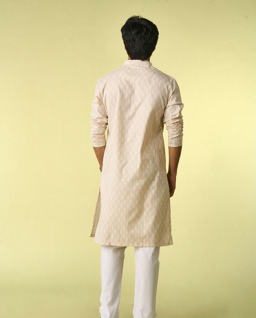 Diwas Men Elegant Beige Kurta Pajama Set