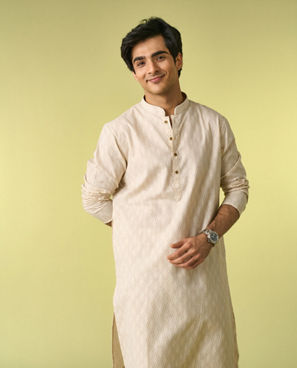 Diwas Men Elegant Beige Kurta Pajama Set