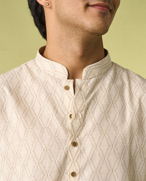 Diwas Men Elegant Beige Kurta Pajama Set