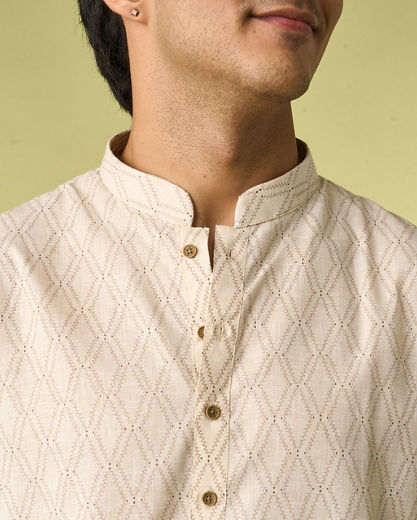 Diwas Men Elegant Beige Kurta Pajama Set