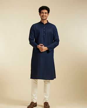 Diwas Men Indigo Blue Plain Classic Kurta