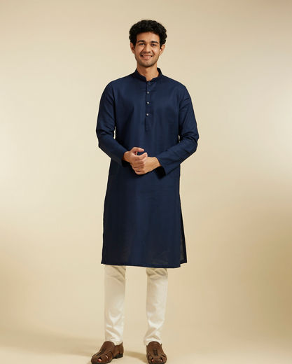 Diwas Men Indigo Blue Plain Classic Kurta