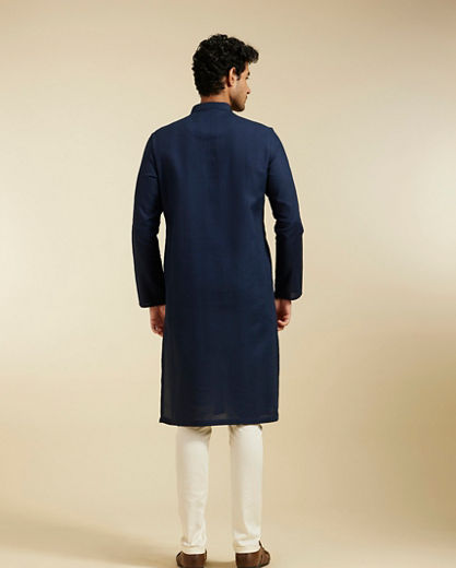 Diwas Men Indigo Blue Plain Classic Kurta