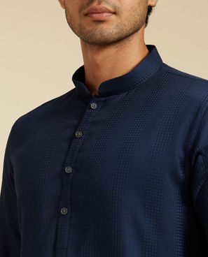 Diwas Men Indigo Blue Plain Classic Kurta