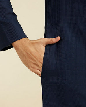 Diwas Men Indigo Blue Plain Classic Kurta