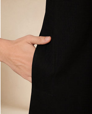 Diwas Men Black Cotton Kurta with Self-Texture
