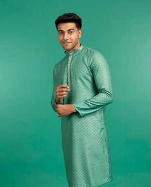 Diwas Men Elegant Light Mid Green Kurta