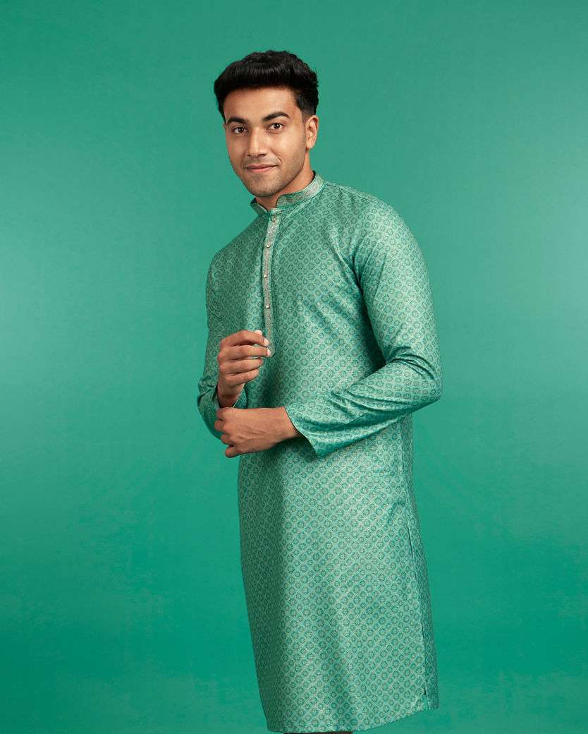 Diwas Men Elegant Light Mid Green Kurta