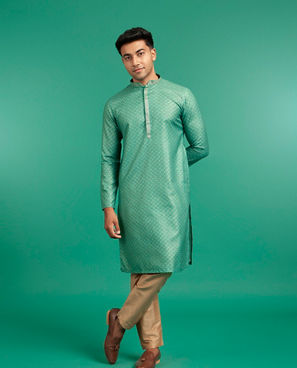 Diwas Men Elegant Light Mid Green Kurta