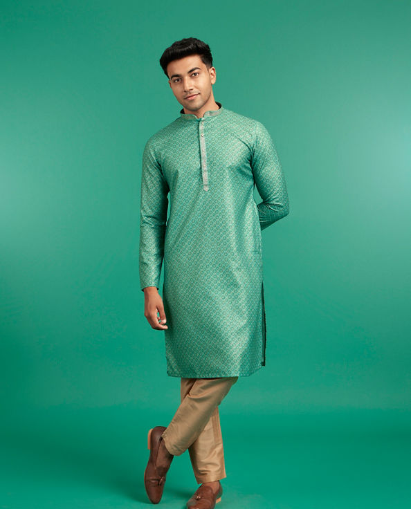 Diwas Men Elegant Light Mid Green Kurta