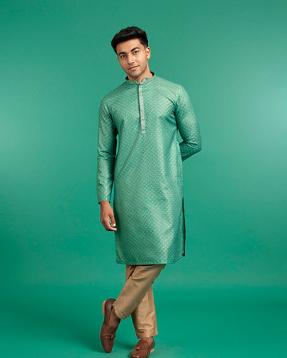 Diwas Men Elegant Light Mid Green Kurta