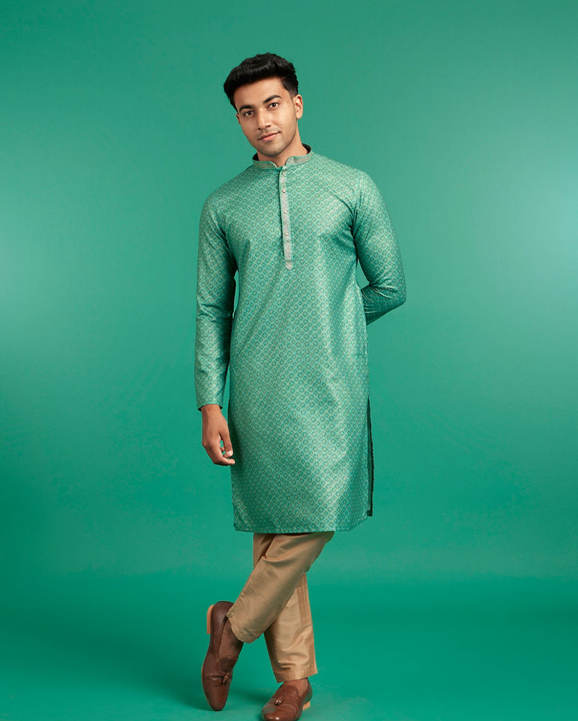 Diwas Men Elegant Light Mid Green Kurta