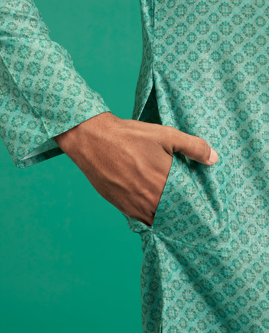 Diwas Men Elegant Light Mid Green Kurta
