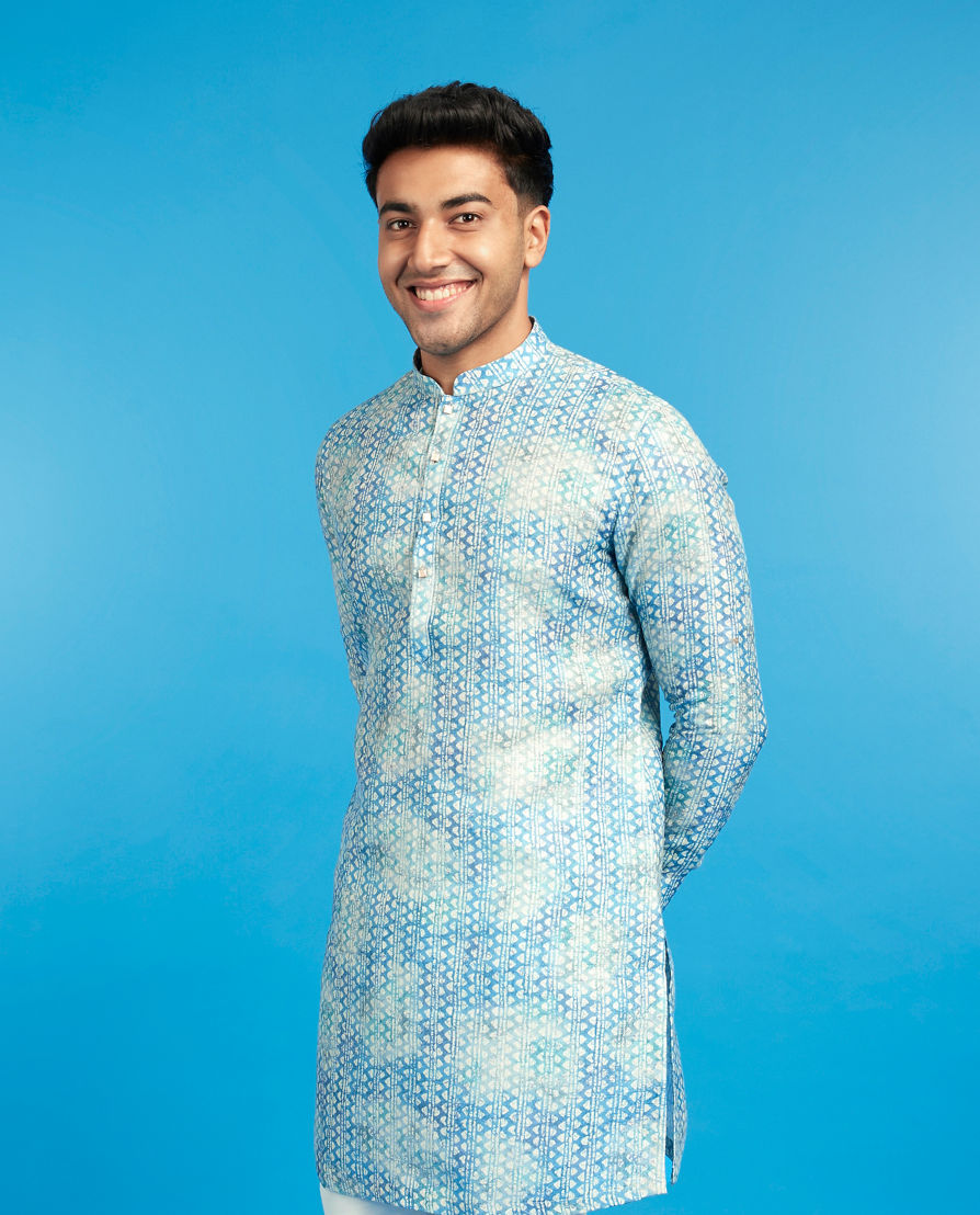 Diwas Men Aqua Green Celebration Kurta