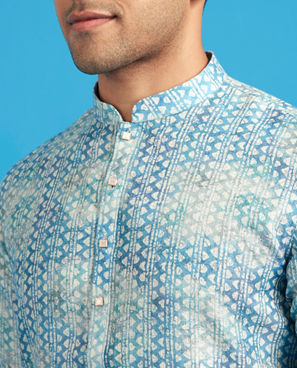 Diwas Men Aqua Green Celebration Kurta