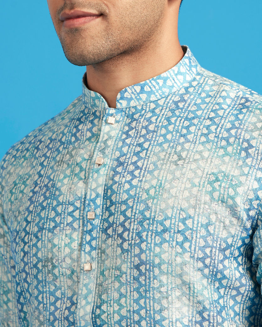 Diwas Men Aqua Green Celebration Kurta