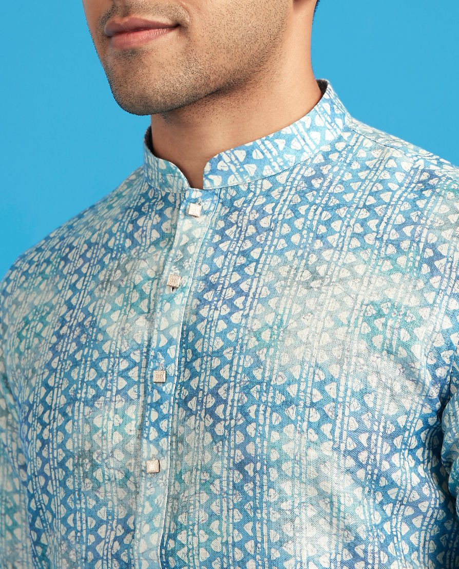 Diwas Men Aqua Green Celebration Kurta