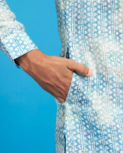 Diwas Men Aqua Green Celebration Kurta