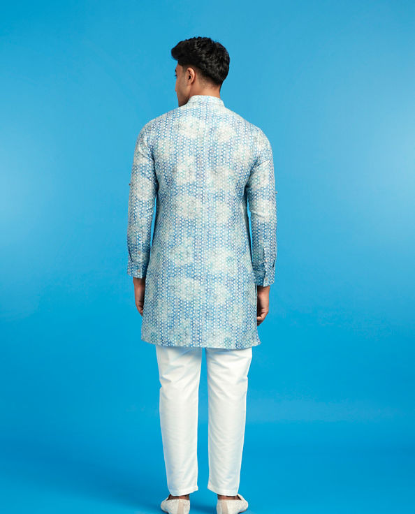 Diwas Men Aqua Green Celebration Kurta
