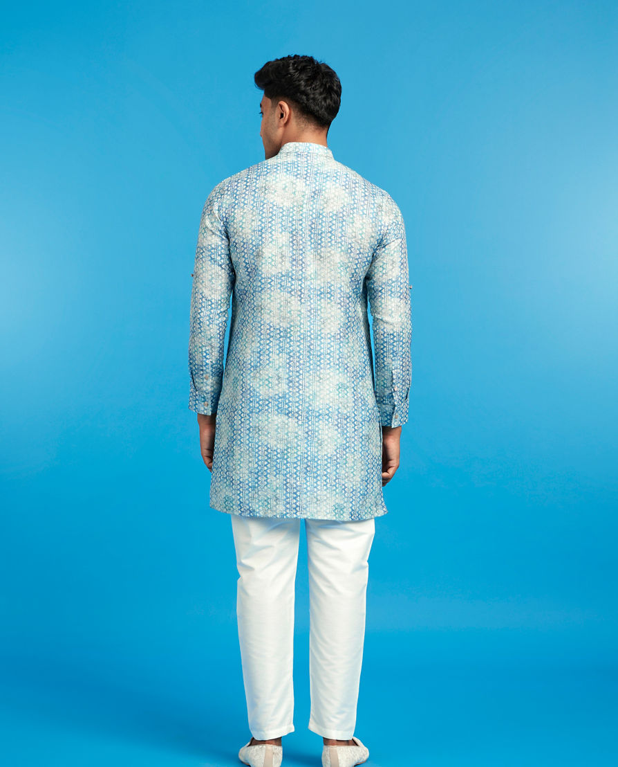 Diwas Men Aqua Green Celebration Kurta