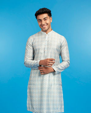 Diwas Men Light Blue Celestial Kurta