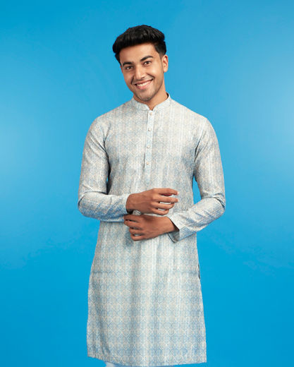 Diwas Men Light Blue Celestial Kurta