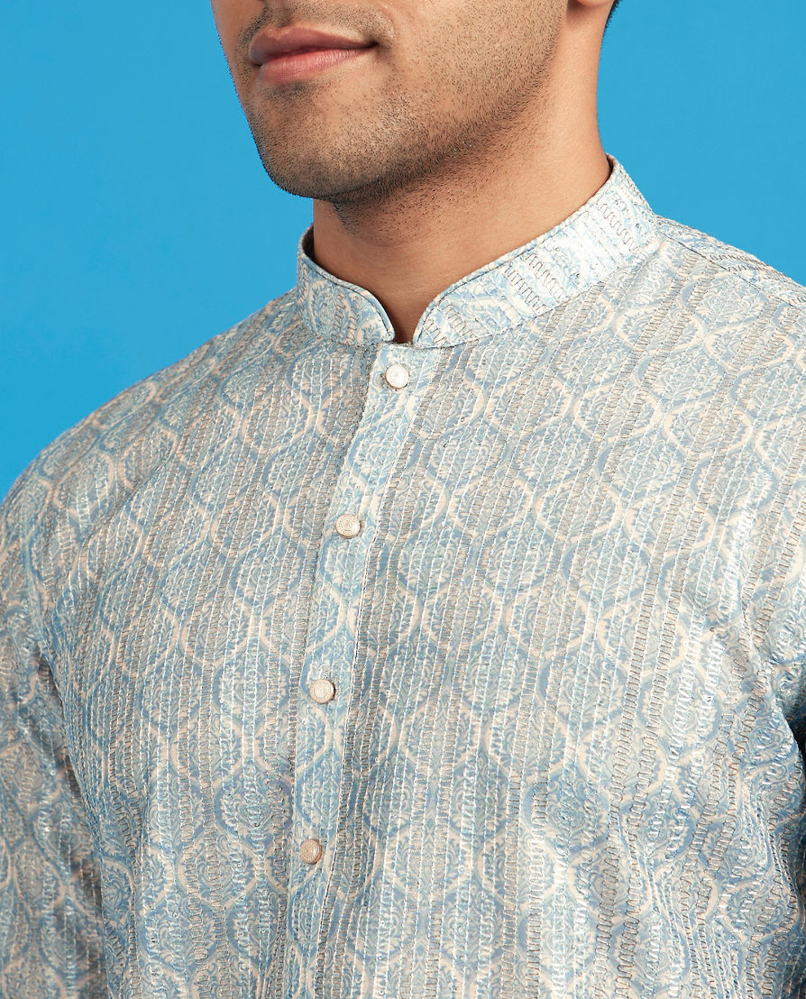 Diwas Men Light Blue Celestial Kurta