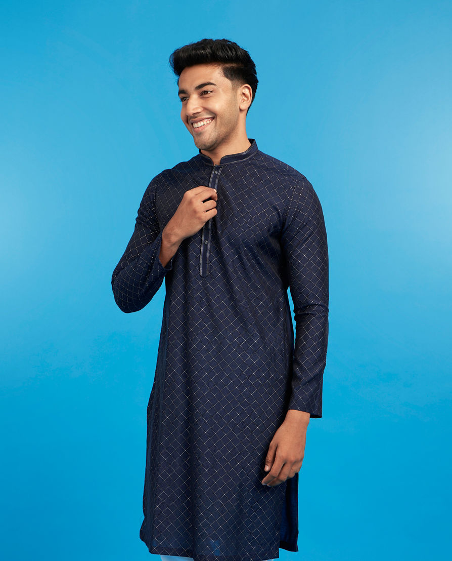 Diwas Men Diwas Elegance Dark Blue Kurta